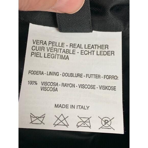 Black Italian Leather Straight Leg Side Zip Mid Rise Flat Front Leather Pants 4 - Picture 10 of 11